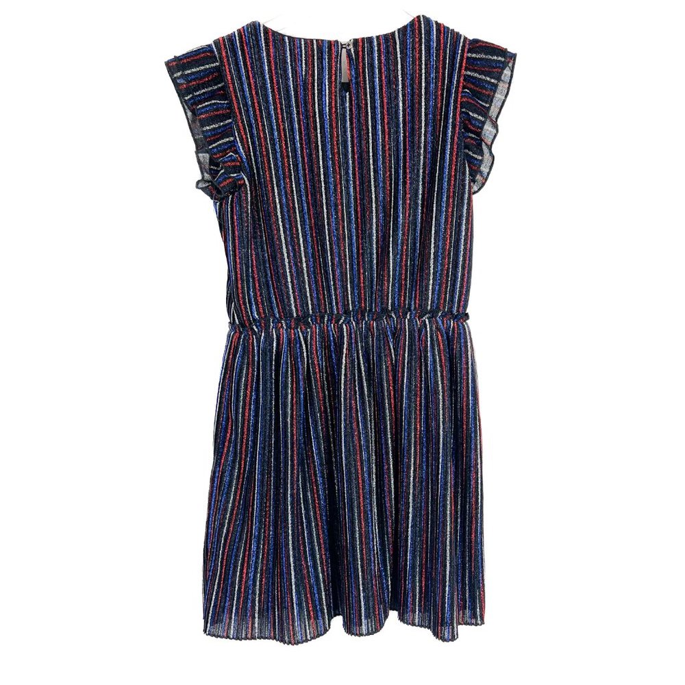 Tommy Hilfiger Metallic Sparkly Stripe Ruffle Dress Girl's Size Large L 12/14 W1 - Picture 8 of 11